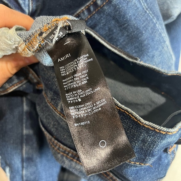 AMIRI Size 34W Dark Wash Distressed Jeans Designer Authentic Denim EUC - Picture 11 of 14